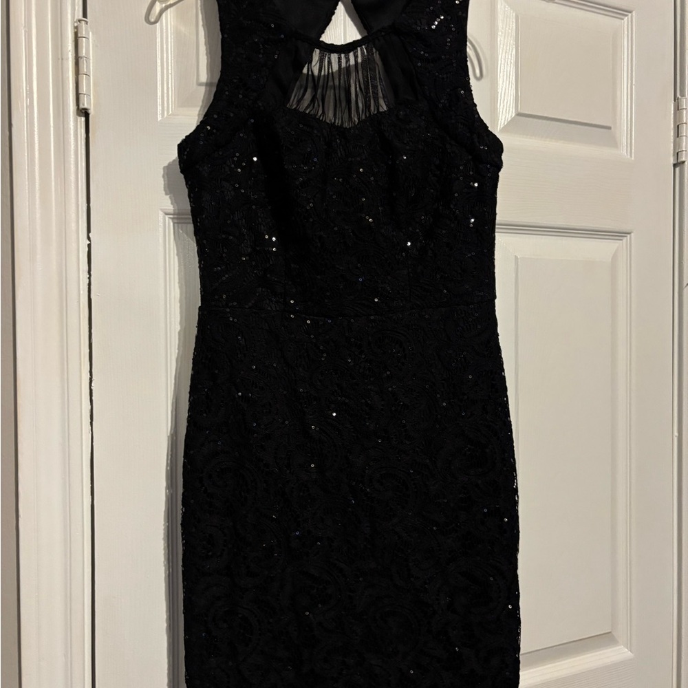 City Studio Black Sequin Halter Sheath Dress